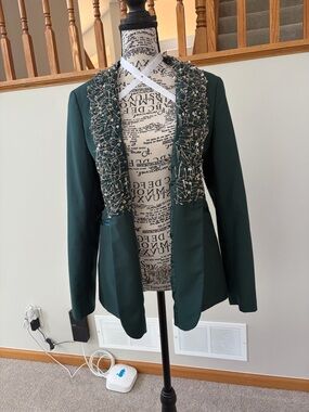Embellished Dark Green Women's Blazer